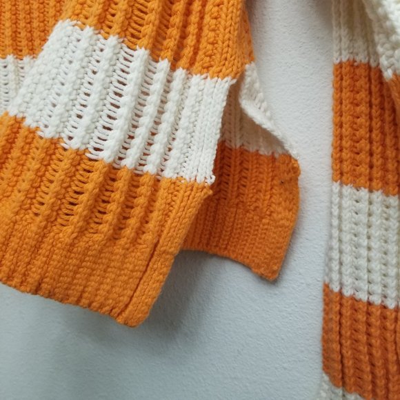 Elizabeth and James Orange Stripe Crop Sweater S - Picture 7 of 9